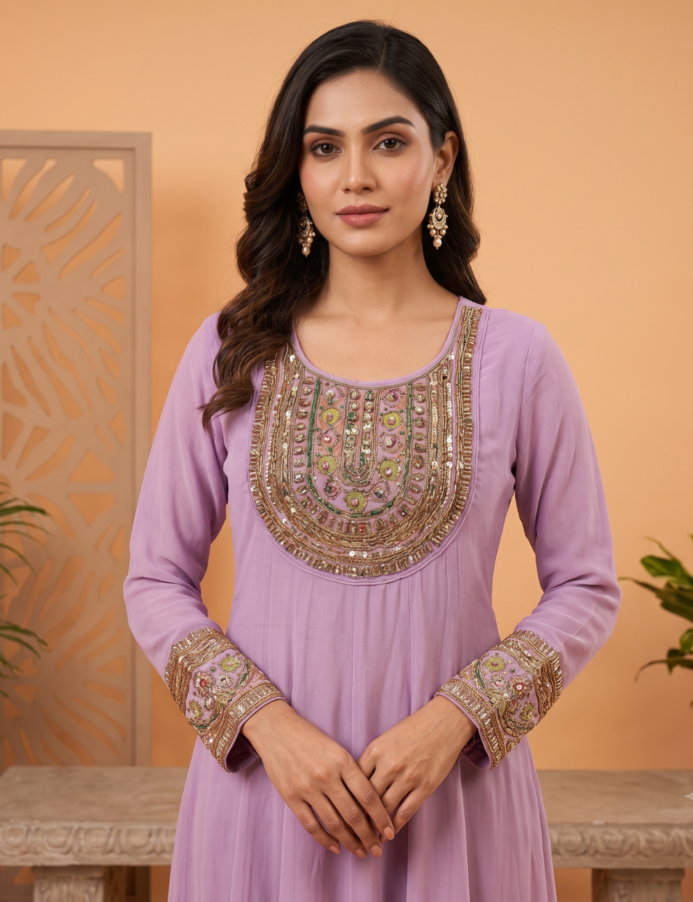 Elegant Embroidered Pleated Kurti — Festive Ethnic Wear