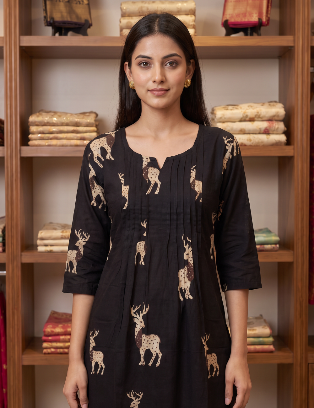 Black Deer Motif Co-ord Set