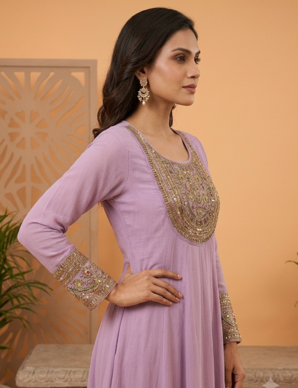 Elegant Embroidered Pleated Kurti — Festive Ethnic Wear